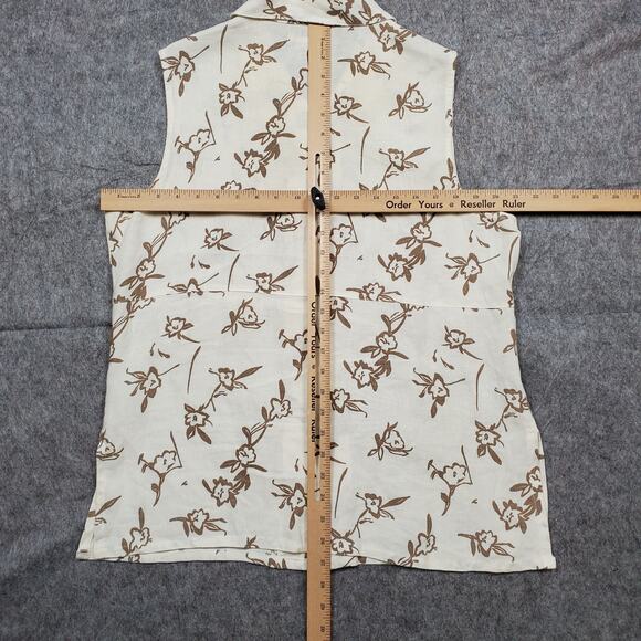 Laissez Faire Top Womens Linen Button Front Floral Lagenlook Collared Beachy - Picture 5 of 8